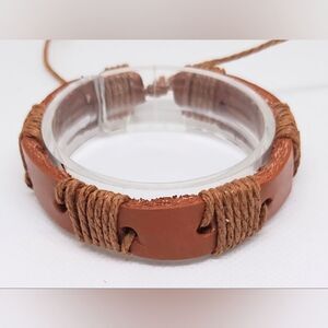 Men's bracelet leather‎ braided brown new e86